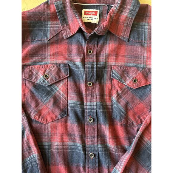 VTG Plaid Wranglers western mens shirt XL Long sleeve Button Up pointed pockets - Picture 5 of 8